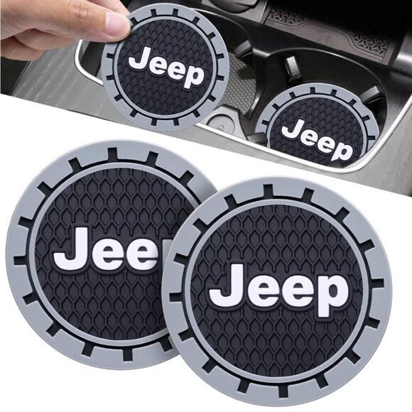 Jeep cup Coasters in black and gray Set of 2 NWT - Picture 1 of 8